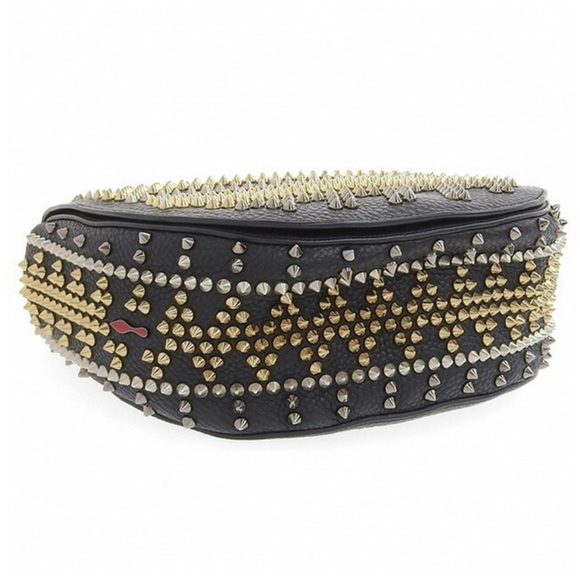 Louboutin: Panettone Spiked Chevron Messenger Bag (Black Multi) - Picture 17 of 17